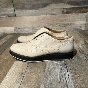 AUTH RAG & BONE WHITE MELI BROGUE OXFORD WINGTIP LEATHER OXFORD SHOES Sz 39 1/2